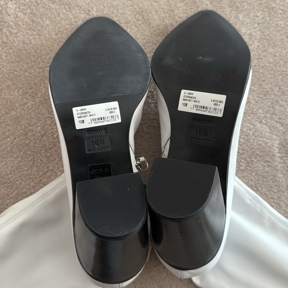 NWOB Schutz Amelie White Leather Stretch Sock Boots size 10 - Picture 3 of 7